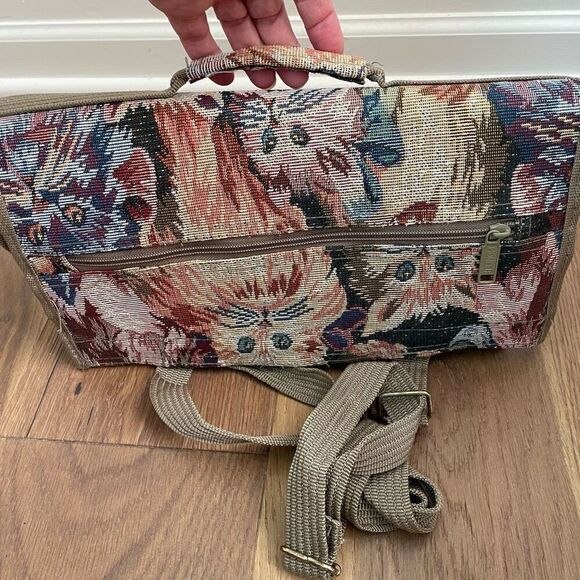 Vintage Cat Tapestry Wheeled Shopper Bag Tote Collapseable - Picture 7 of 13